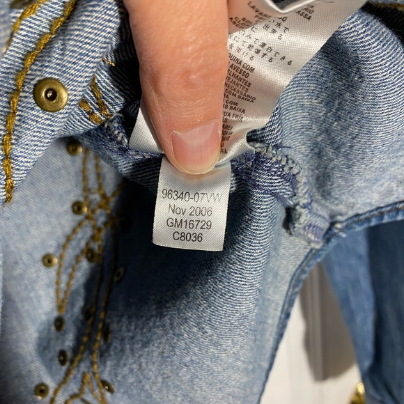 Y2K HARLEY DAVIDSON Studded & Embroidered Button Down Denim Shirt Jacket Shacket - Picture 7 of 8